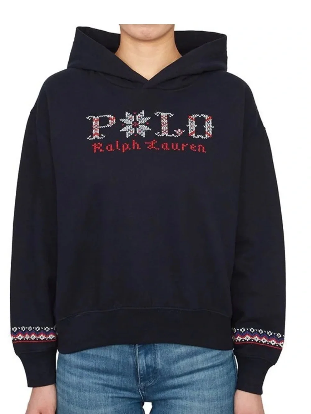 Polo by Ralph Lauren Girls Navy Fair Isle Snowflake Sweatshirt XL 16